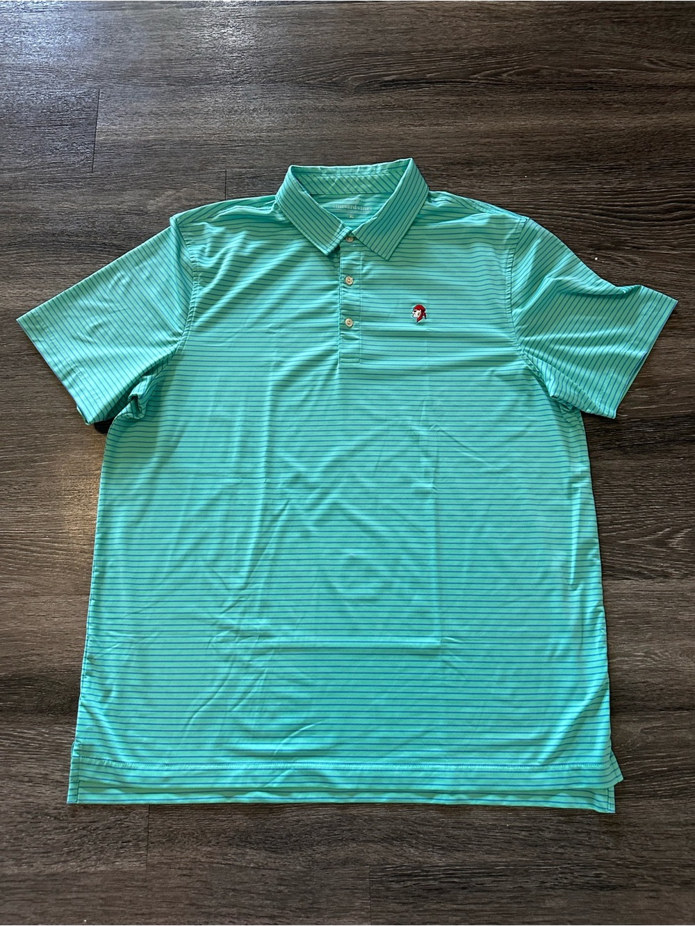 Vineyard Vines Gasparilla golf Club Performance Polo Men XL Green Blue Striped - Picture 2 of 8